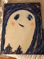 ADAM HANDLER  BABY BLUE GHOST Art 2019 Oil Stick Acrylic Canvas COA  Original picture