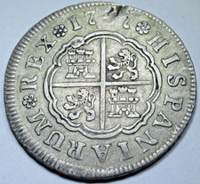 1757 XF Spanish 2 Reales Genuine 1700s Colonial Cross Pirate Treasure Coin picture