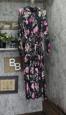 Rachel By Rachel Roy Metallic Mock Neck Sheer Sleeve Maxi Dress Black Multi 12 picture