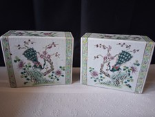 Antique Pair Chinese Porcelain Opium Pillows Late Qing Dynasty Mirrored Set picture