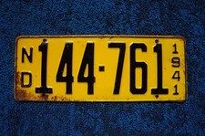 1941 NORTH DAKOTA License Plate picture