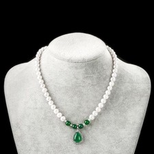 Women's Elegant Pearl Necklace Teardrop Imitation Jade Pendant Necklace picture