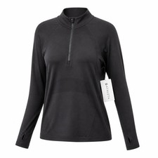 Athleta Half Zip Top Womens L Black Momentum Seamless Performance Athleisure picture