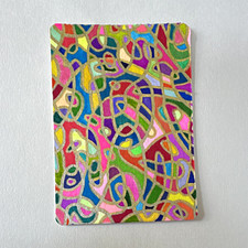 Rainbow Abstract with Gold Lines ACEO/ATC picture