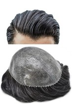Thin Skin Mens Toupee Human Hair All V-looped PU 0.06mm Invisible Poly Hairpiece picture