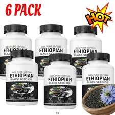 Ethiopian Black Seed Oil Softgels 4.64% Thymoquinone Non GMO Gluten Free 6pc Hot picture