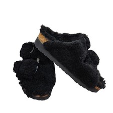 Papillio by Birkenstock Arizona Shearling Black Slides Sandals Size 36/L5 NWT picture