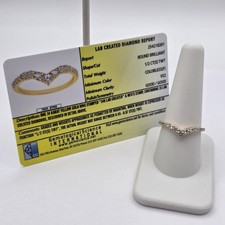 Kay Now + Forever 14K Yellow Gold Lab-Created Round Diamond Chevron Ring sz 8.75 picture