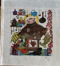HTF Vtg Ann Spiess Mills San Pasqual Handpainted Needlepoint Canvas 14x13 *READ picture