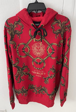 Avenue George V Paris Red Hoodie Rhinestone Men’s Long Sleeve Sweatshirt L picture