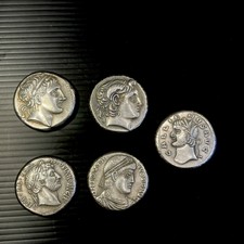 5 Pieces Unresearched Ancient Roman Greek Bronze Coins With Different Faces picture