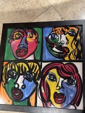 Peter Keil Colorful Abstract Painting COA  20” X 20” The Beatles In london picture