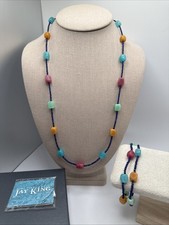 Jay King Natural Multi Gemstone Lapis Sterling Silver Necklace & Bracelet Set picture