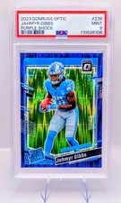 2023 Panini Donruss Optic Jahmyr Gibbs Purple Shock Prizm RC - PSA Mint 9 -... picture