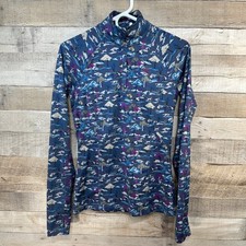 AriatTek Cold Series 14 Zip Long Sleeve Top Women Small Horse Riding Print Blue picture