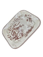 Antique NEW WHARF POTTERY TENNYSON PLATTER c.1884 11” X 9” Brown Transfer picture
