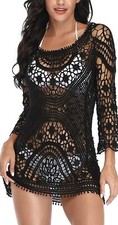 Women’s Bathing Suit Cover Up Crochet Lace Bikini Swimsuit Dress One Size  picture