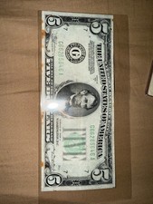 1934 A - $5 Five Dollar Federal Reserve Note FRN Chicago Green Seal Rare picture