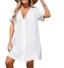 NWT Cupshe Womens Short  White Sheer Beach Cover up Dress  Size Extra Large picture