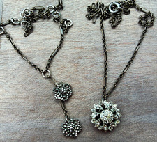 Lot of 2 antique Victorian black dot paste and cut steel necklaces  picture