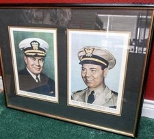 1942 Chicago Sun Gene Tunney USN & Jack Dempsey Coast Guard Framed WWII Prints picture