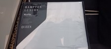 HAMPTON LUXURY WHITE ON WHITE STRIPE 4 PIECE QUEEN  SHEET SET 100% POLYESTER NIP picture