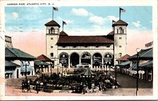 Postcard~Atlantic City New Jersey~N.J.~Garden Pier~Boardwalk~Posted 1927 picture