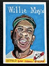 ACEO Sketch Trading Card 1/1 1958 Topps Willie Mays S.F. Giants Hand-drawn Art picture