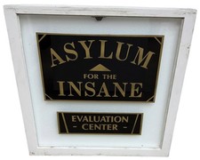 Asylum for the Insane Vintage Glass Window Evaluation Center Antique Sign picture