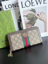  Ophidia GG Zip Around Wallet Beige GG Supreme Canvas Leather With Box NEW. picture