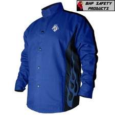Revco Black Stallion BSX BXRB9C Blue FR Welding Jacket w/Blue Flames (SM - 4XL) picture