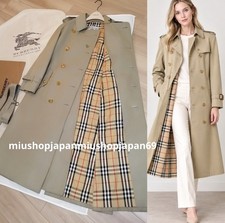 BURBERRY Trench Coat Authentic Vintage Trench w/Belt Long Check Khaki S/UK8/US6 picture