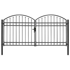 Fence Gate with Lock Assen Grey Steel Garden Terrace Barrier Outdoor vidaXL picture