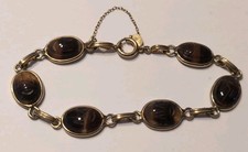 Vintage BAL-RON 12K Gold Filled Tigers Eye Scarab Bracelet picture