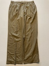 VTG Berle 36 x 32 Light Brown Herringbone Check Super 100's Wool Trousers picture