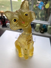 Fenton Glass Hand Painted Yellow 11 in Ally Cat  picture
