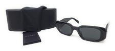 Prada Sunglasses SPR17W-F 1AB-5S0 Shiny Black Rectangle Frames with Gray Lenses picture