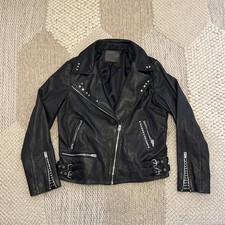 $895 Women’s True Religion M/L Genuine Leather Rock Concert Studded Biker Jacket picture