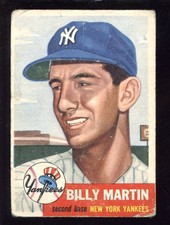 1953 Topps Base Card #86 Billy Martin 2nd Card World Champion New York Yankees picture