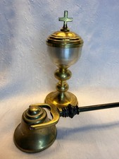 Vintage Brass Catholic Altar Set Ciborium Host Chalice Lid & Candle Snuffer picture