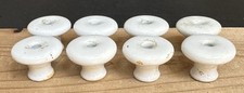 #1938–EIGHT Match Vintage JAPAN 1 1/4” Dia. White Porcelain Ceramic Drawer Knobs picture