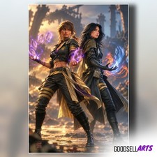 Lune and Sciel Poster Clair Obscur Expedition 33 Fantasy RPG Wall Art Print picture