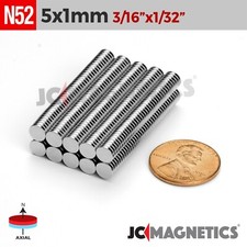5mm x 1mm N52 Rare Earth Neodymium Magnet Discs 5x1mm picture