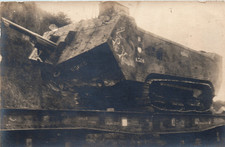 RPPC WWI French Schneider Tank On Railroad Car Real Photo Postcard  picture