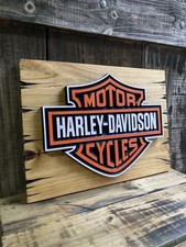 Harley Davidson Motorcycles Wooden Sign Carved PVC Rustic Look Whiskey Bar picture