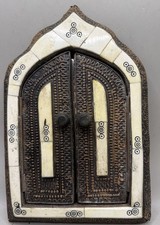 Vintage Wooden Moroccan Arched Wall Mirror Shutter Door Bone inlay 11