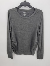 Torrid Active Top Womens 0 Large Gray Ruched Sides Long Sleeve Activewear Casual picture
