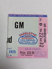 1975 Charlotte Motor Speedway 16th Annual National 500 GM Grandstand Ticket Stub picture