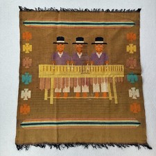 Handwoven Pictorial Textile Marimba Navajo Mexican Indian Woven Wall Art 34X31 picture
