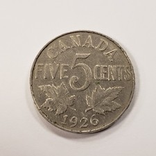 1926 5c Canada Five Cents Far 6 - KM29 - Key Date - SKU-Q5848 picture